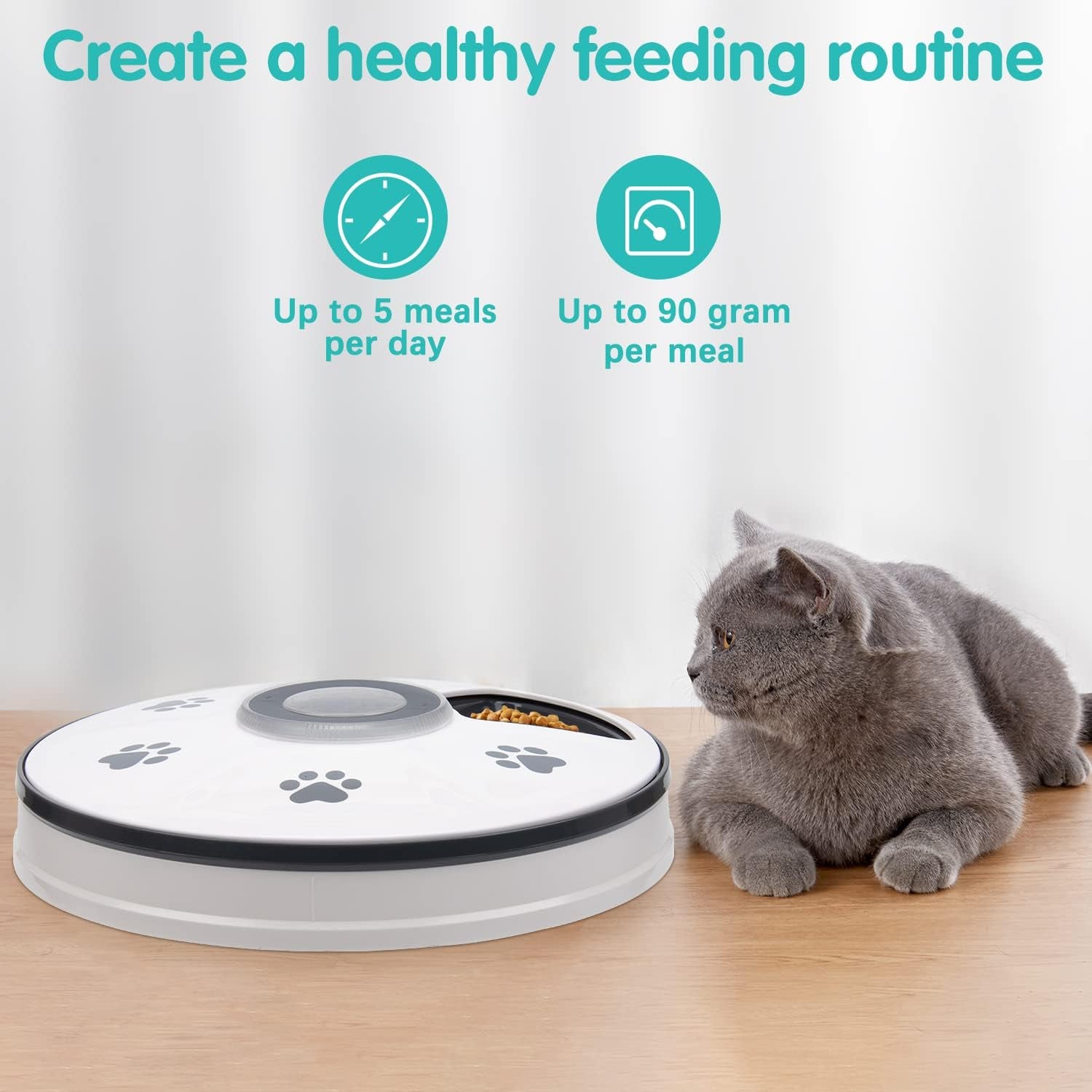 Automatic Cat Food Dispenser, Auto Cat Feeder - 6 Meals Pet Wet Food Dispenser for Small Dog with Programmable Timer Portion Control Timed Cat Feeder with Voice Reminder