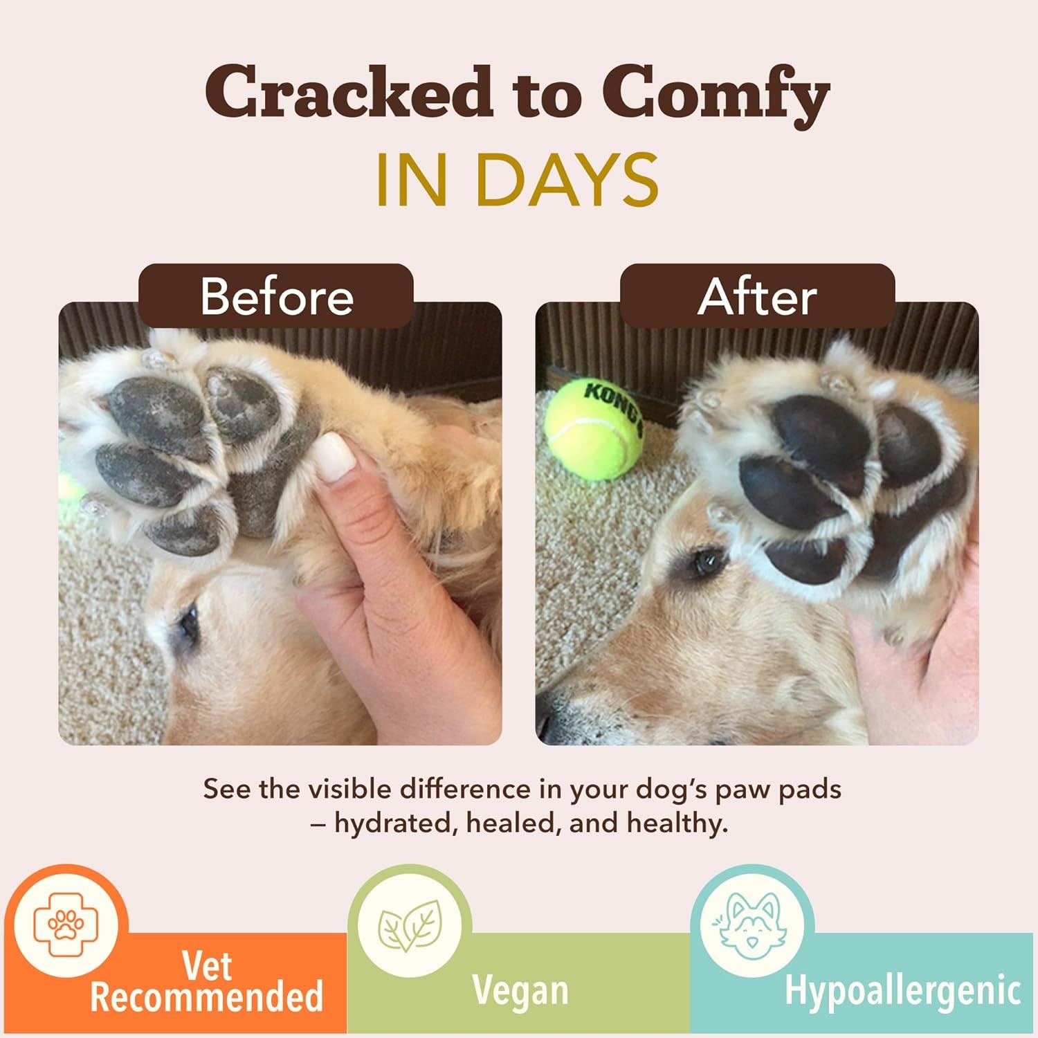 Pawtection Balm for Dogs, Dog Paw Protector, Moisturizing Dog Paw Balm for Dry, Cracked Pad, Protects Paw from Extreme Weather, Paw Lotion for Allergies & Itching (0.15 Oz Stick)